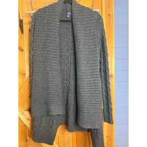 American Eagle Gray Shawl Collar‎ Cable Knit Cardigan Sweater Extra Small